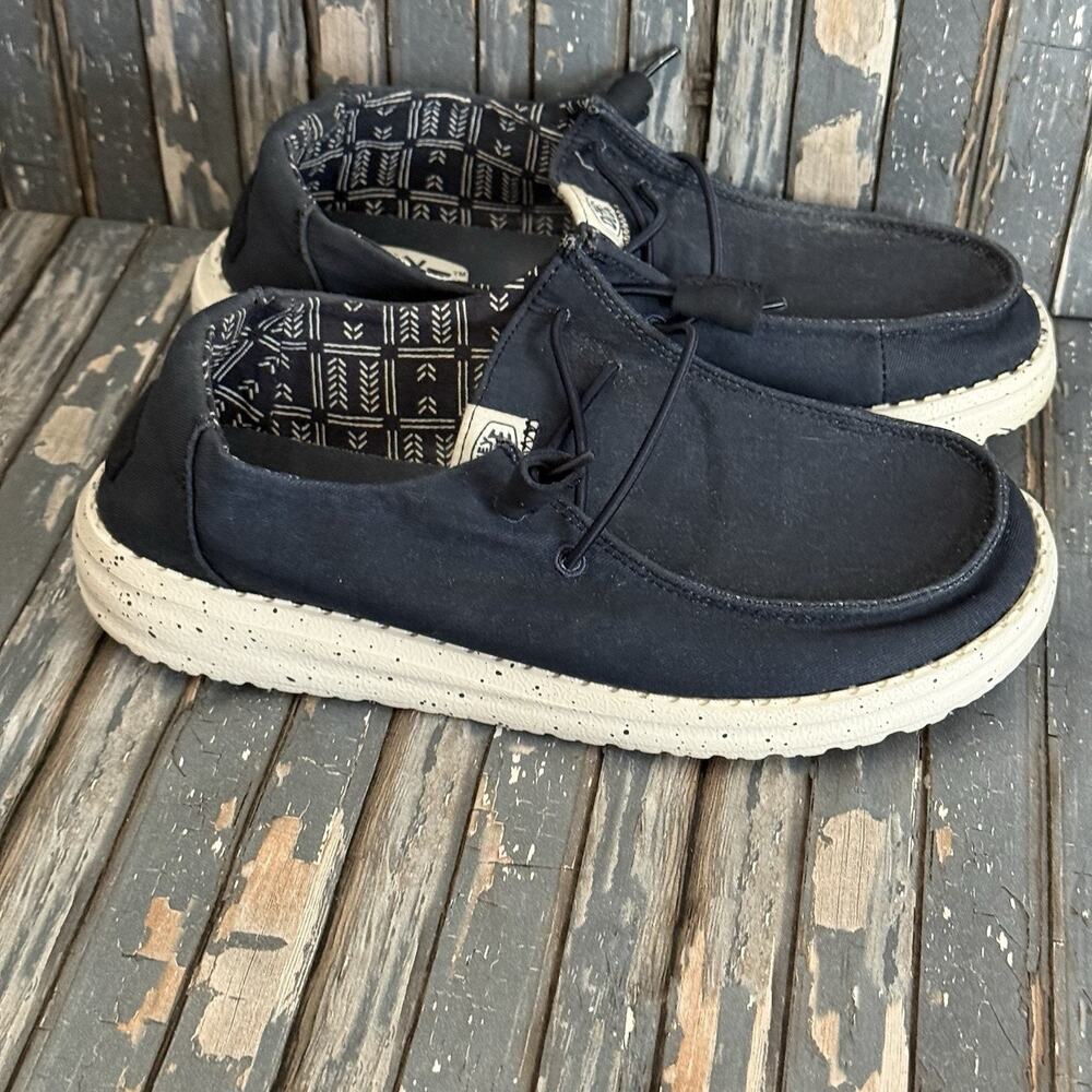 Hey Dude Wendy Stretch Canvas Navy Women’s US 5 Casual Slip On Shoes